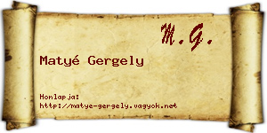 Matyé Gergely névjegykártya