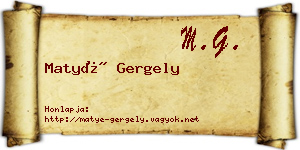 Matyé Gergely névjegykártya